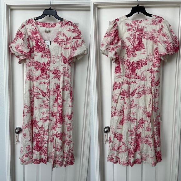 Nicholas Troy Pink Toile French Pattern Midi Dress - Picture 5 of 13